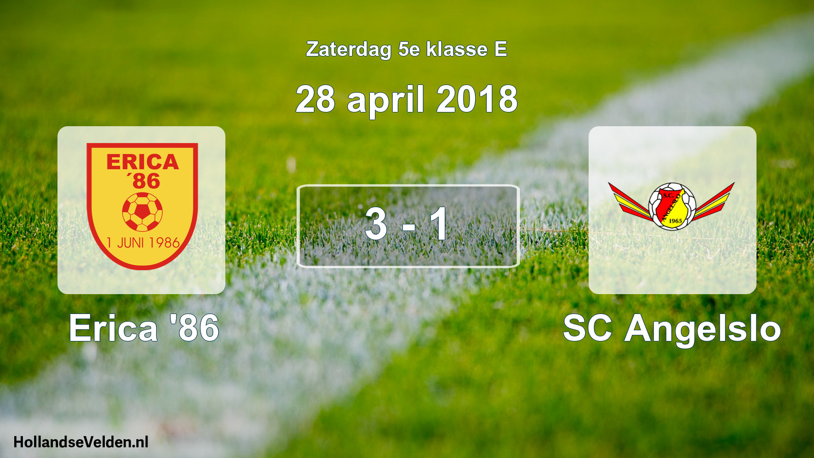 Total number of matches played: Erica '86 - SC Angelslo 3 - 1 (28 April 2018)