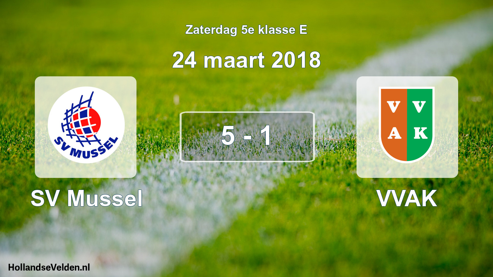 Total number of matches played: SV Mussel - VVAK 5 - 1 (24 March 2018)
