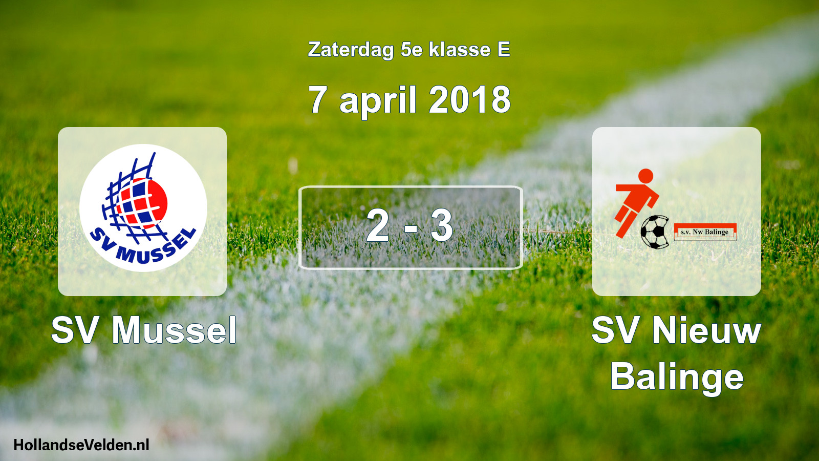 Total number of matches played: SV Mussel - SV Nieuw Balinge 2 - 3 (7 April 2018)