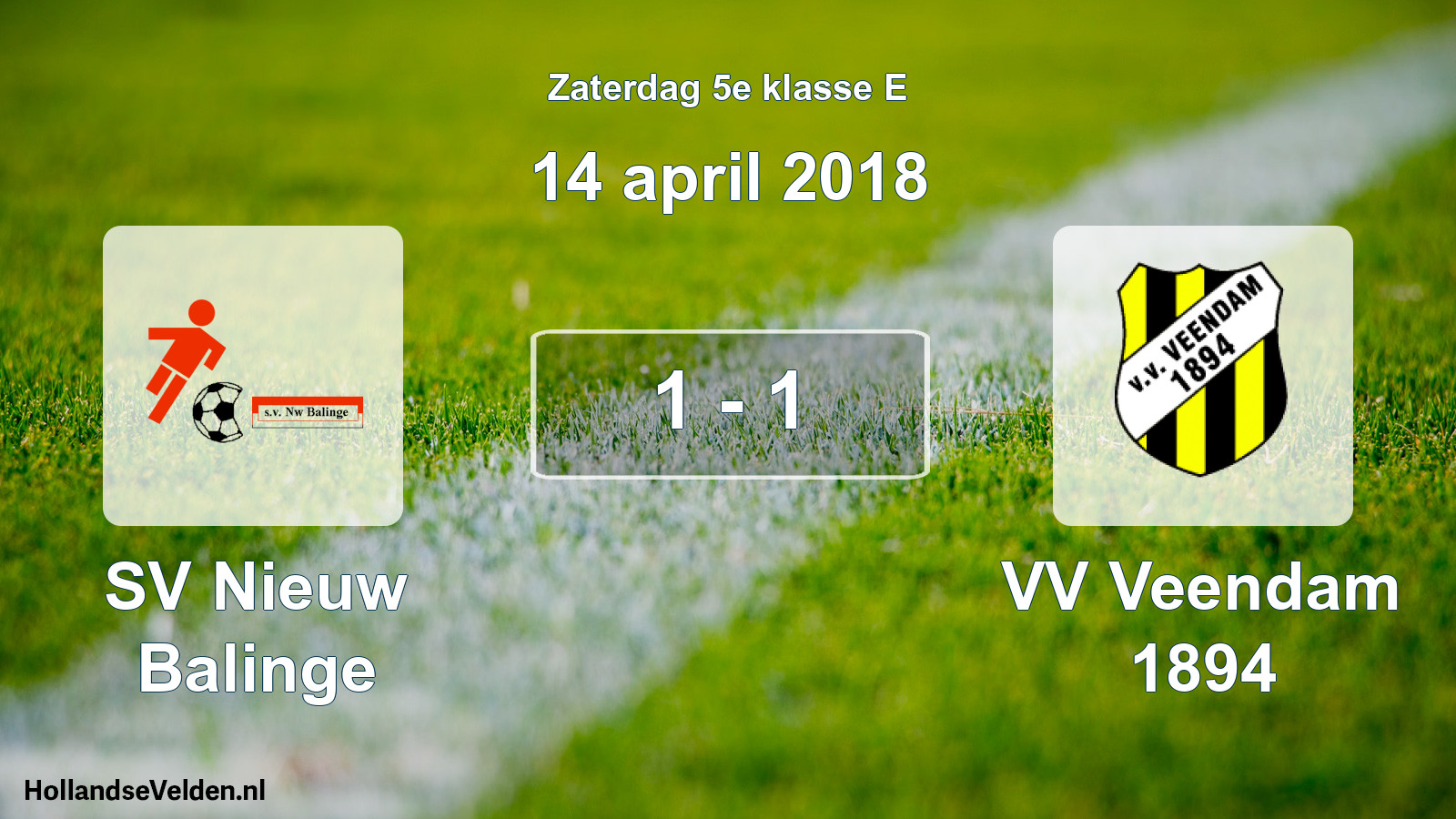 Total number of matches played: SV Nieuw Balinge - VV Veendam 1894 1 - 1 (14 April 2018)