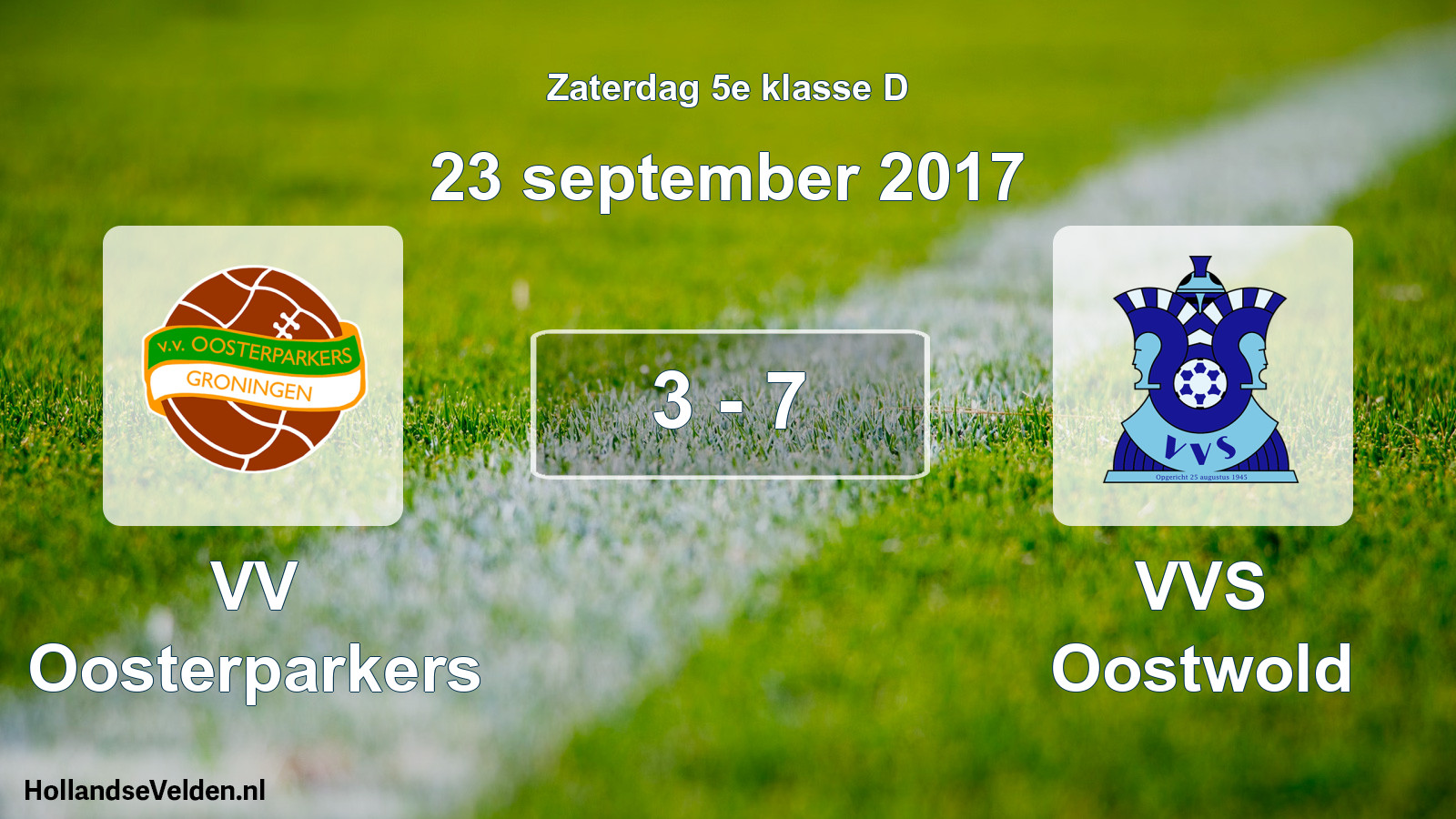 Total number of matches played: VV Oosterparkers - VVS Oostwold 3 - 7 (23 September 2017)
