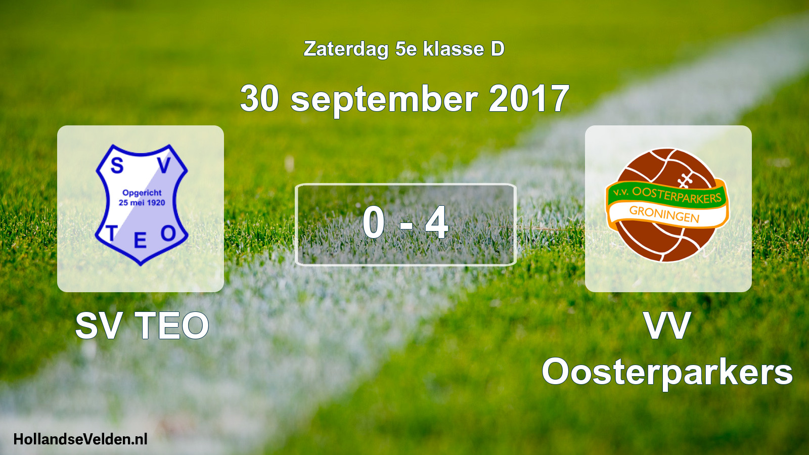 Total number of matches played: SV TEO - VV Oosterparkers 0 - 4 (30 September 2017)