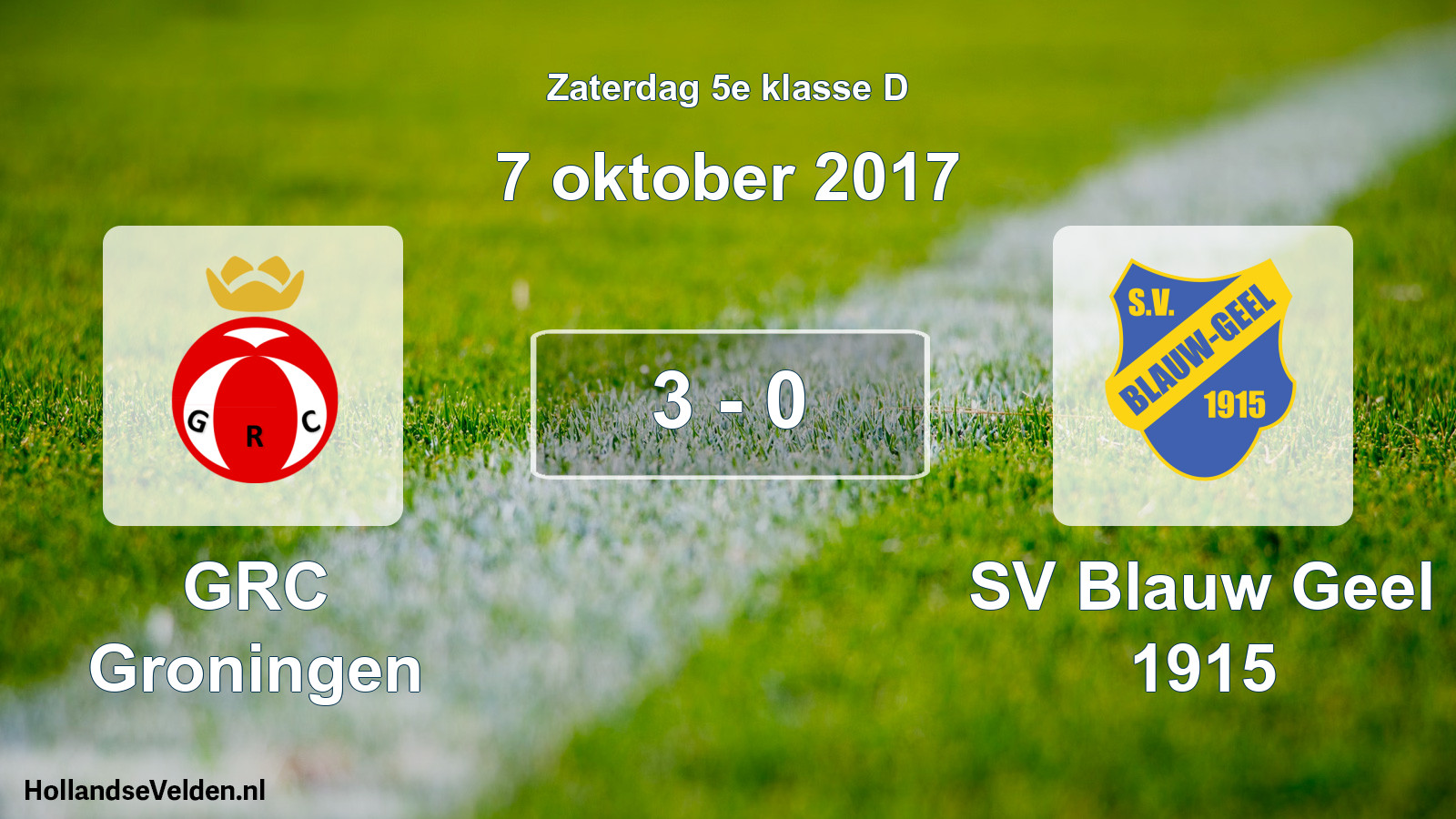 Total number of matches played: GRC Groningen - SV Blauw Geel 1915 3 - 0 (7 October 2017)