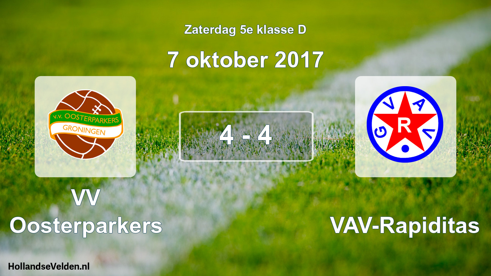 Total number of matches played: VV Oosterparkers - GVAV-Rapiditas 4 - 4 (7 October 2017)