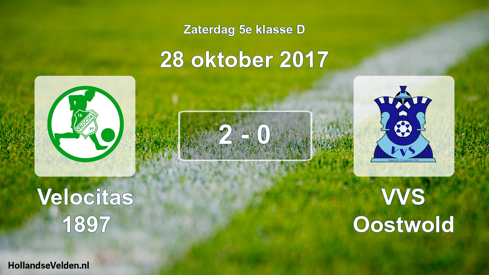 Total number of matches played: Velocitas 1897 - VVS Oostwold 2 - 0 (28 October 2017)