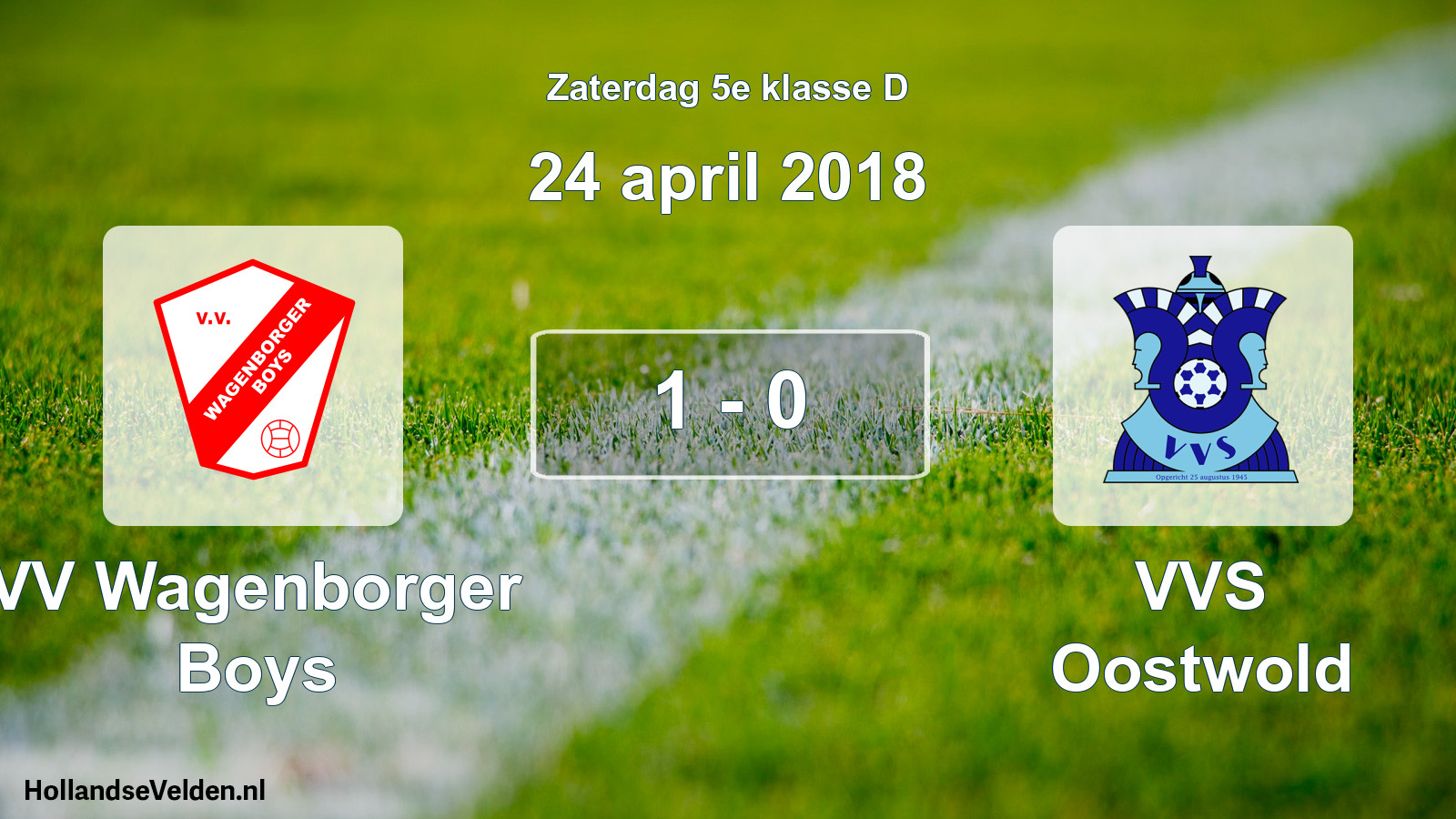 Total number of matches played: VV Wagenborger Boys - VVS Oostwold 1 - 0 (24 April 2018)