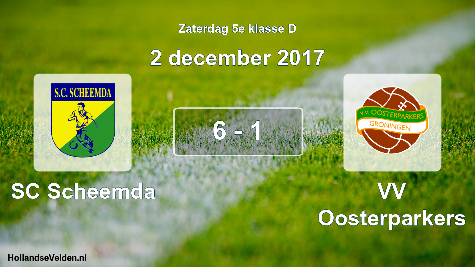 Total number of matches played: SC Scheemda - VV Oosterparkers 6 - 1 (2 December 2017)