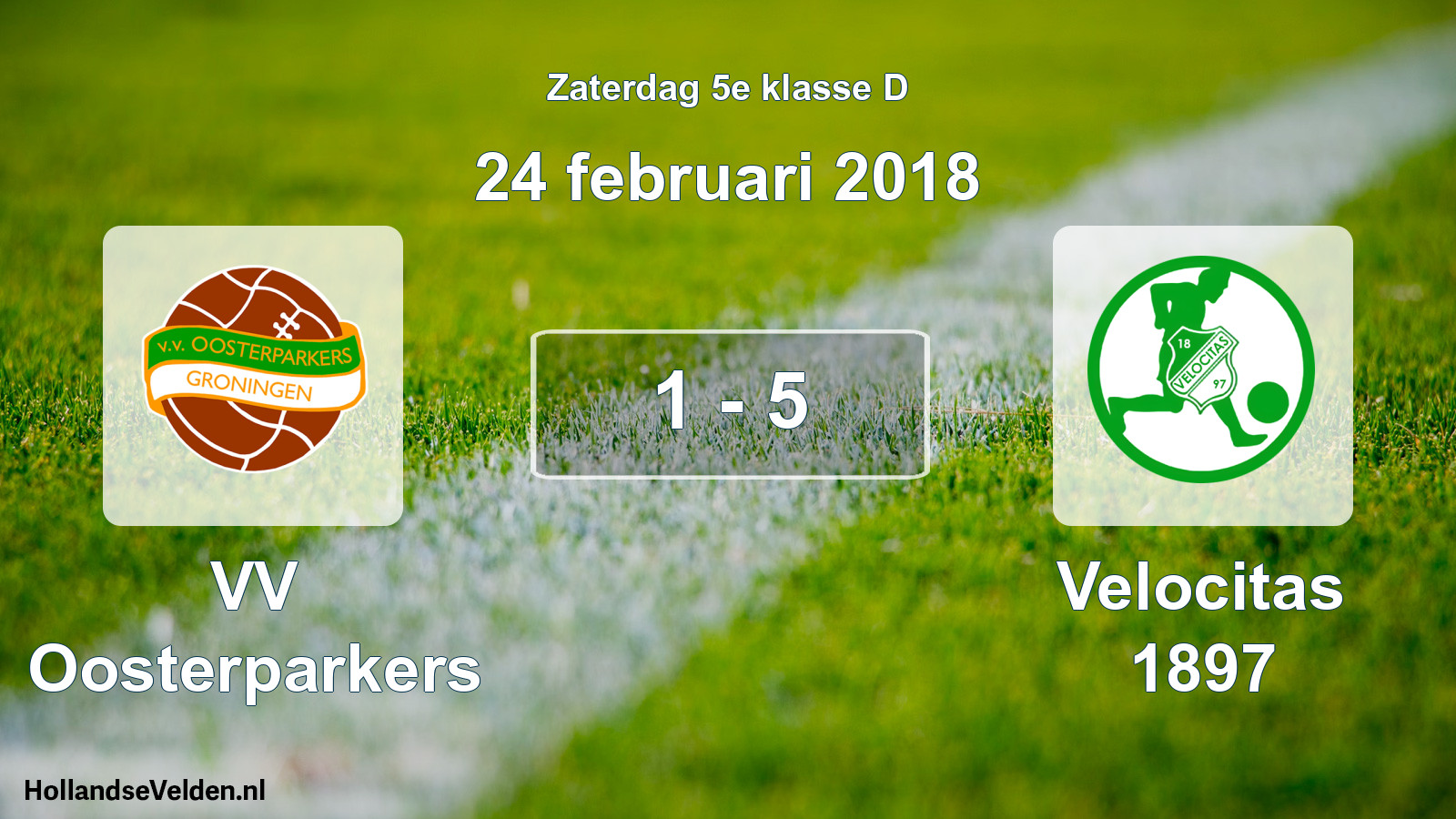 Total number of matches played: VV Oosterparkers - Velocitas 1897 1 - 5 (24 February 2018)