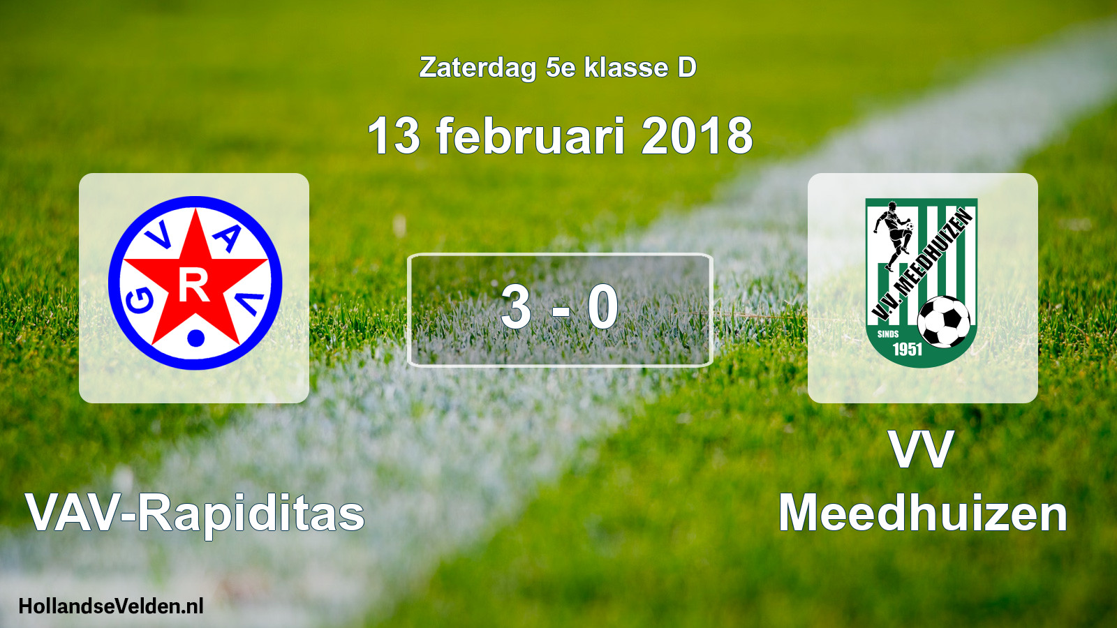 Total number of matches played: GVAV-Rapiditas - VV Meedhuizen 3 - 0 (13 February 2018)