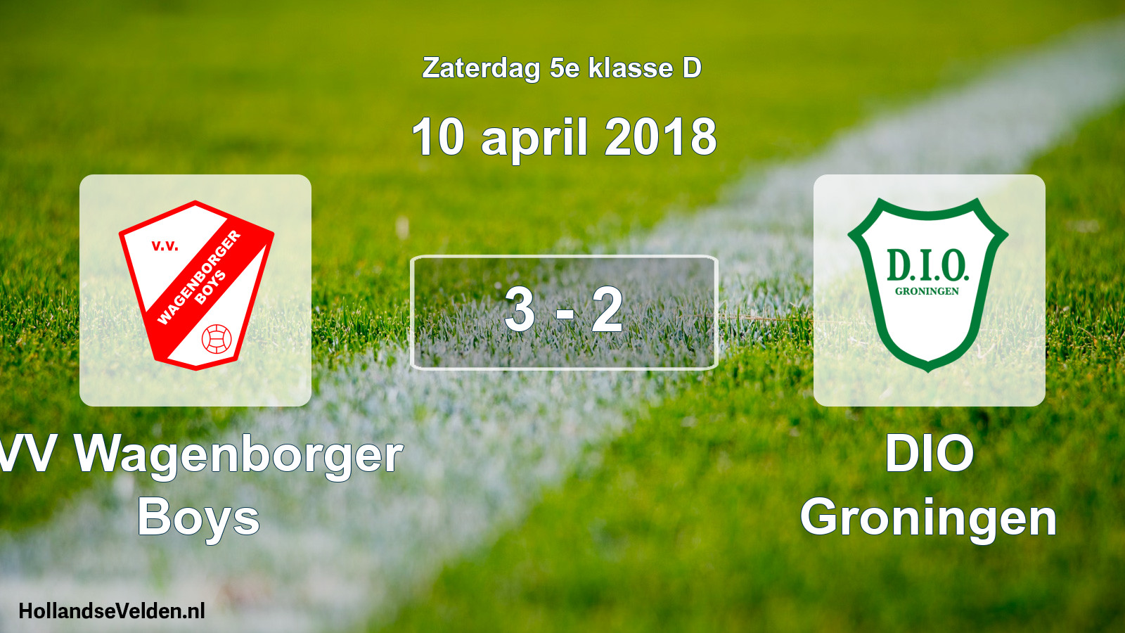 Total number of matches played: VV Wagenborger Boys - DIO Groningen 3 - 2 (10 April 2018)