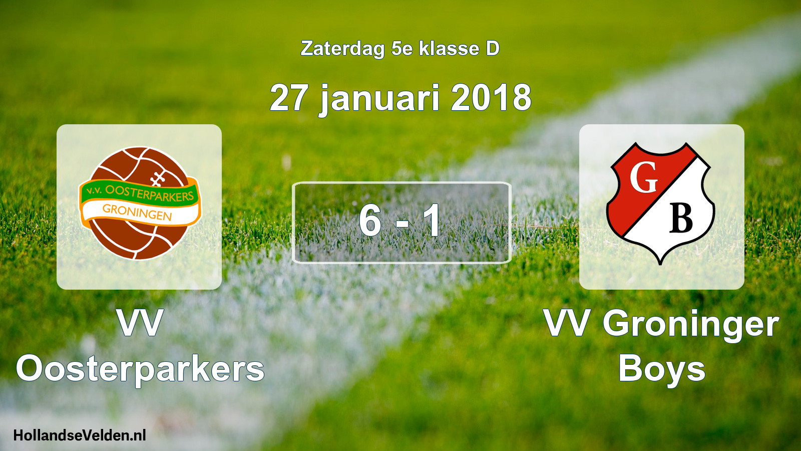 Total number of matches played: VV Oosterparkers - VV Groninger Boys 6 - 1 (27 January 2018)