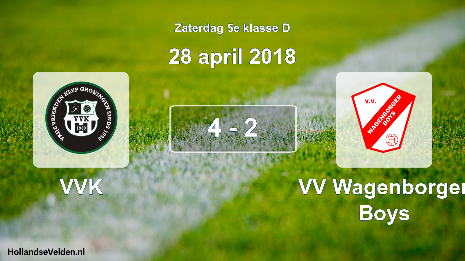Total number of matches played: VVK - VV Wagenborger Boys 4 - 2 (28 April 2018)