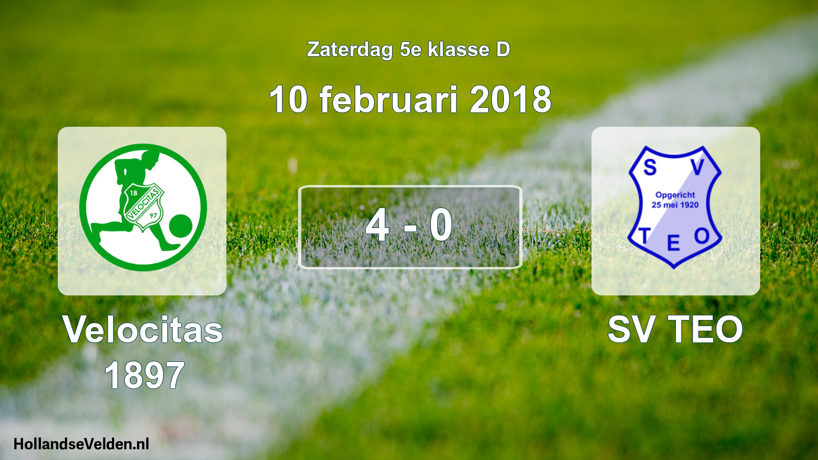 Total number of matches played: Velocitas 1897 - SV TEO 4 - 0 (10 February 2018)