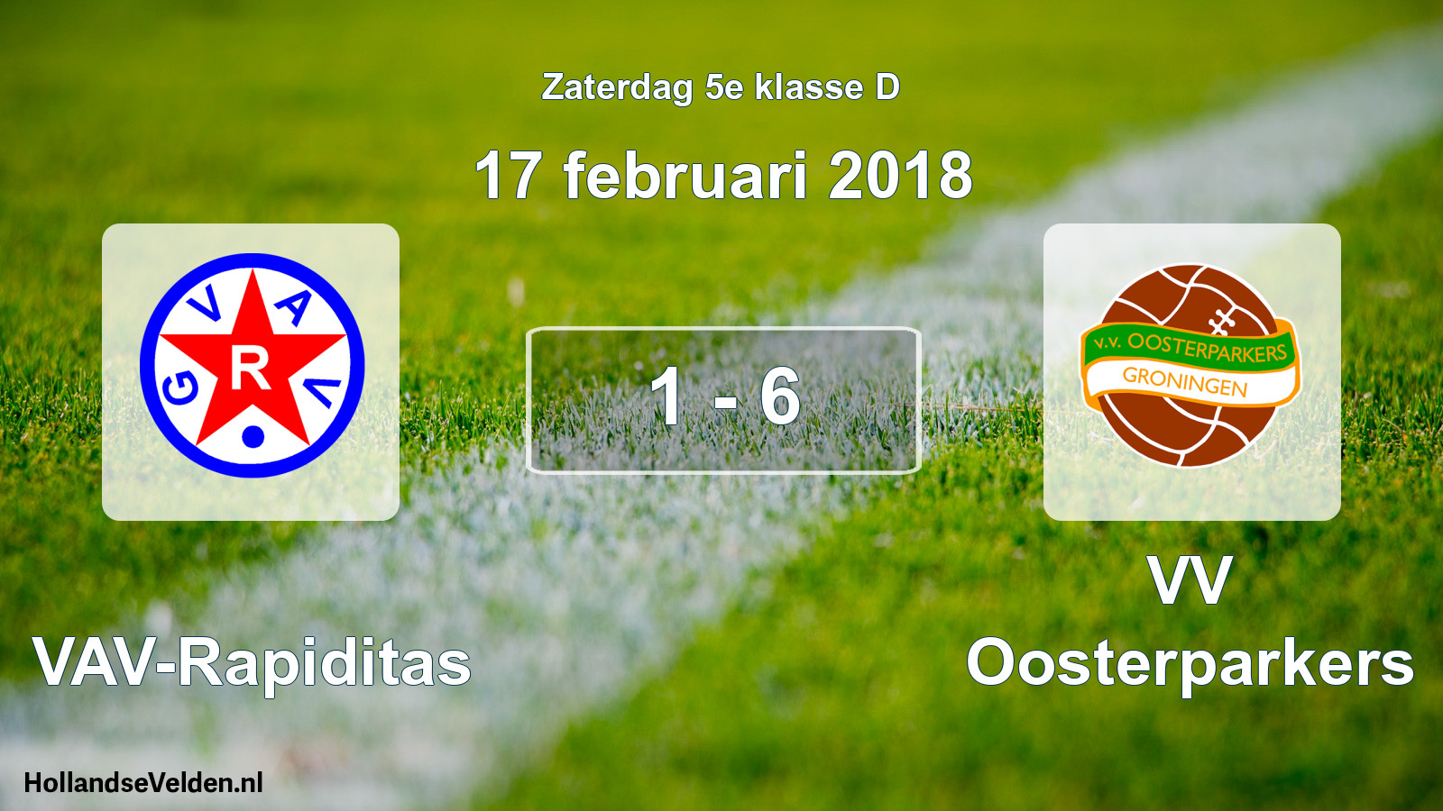 Total number of matches played: GVAV-Rapiditas - VV Oosterparkers 1 - 6 (17 February 2018)