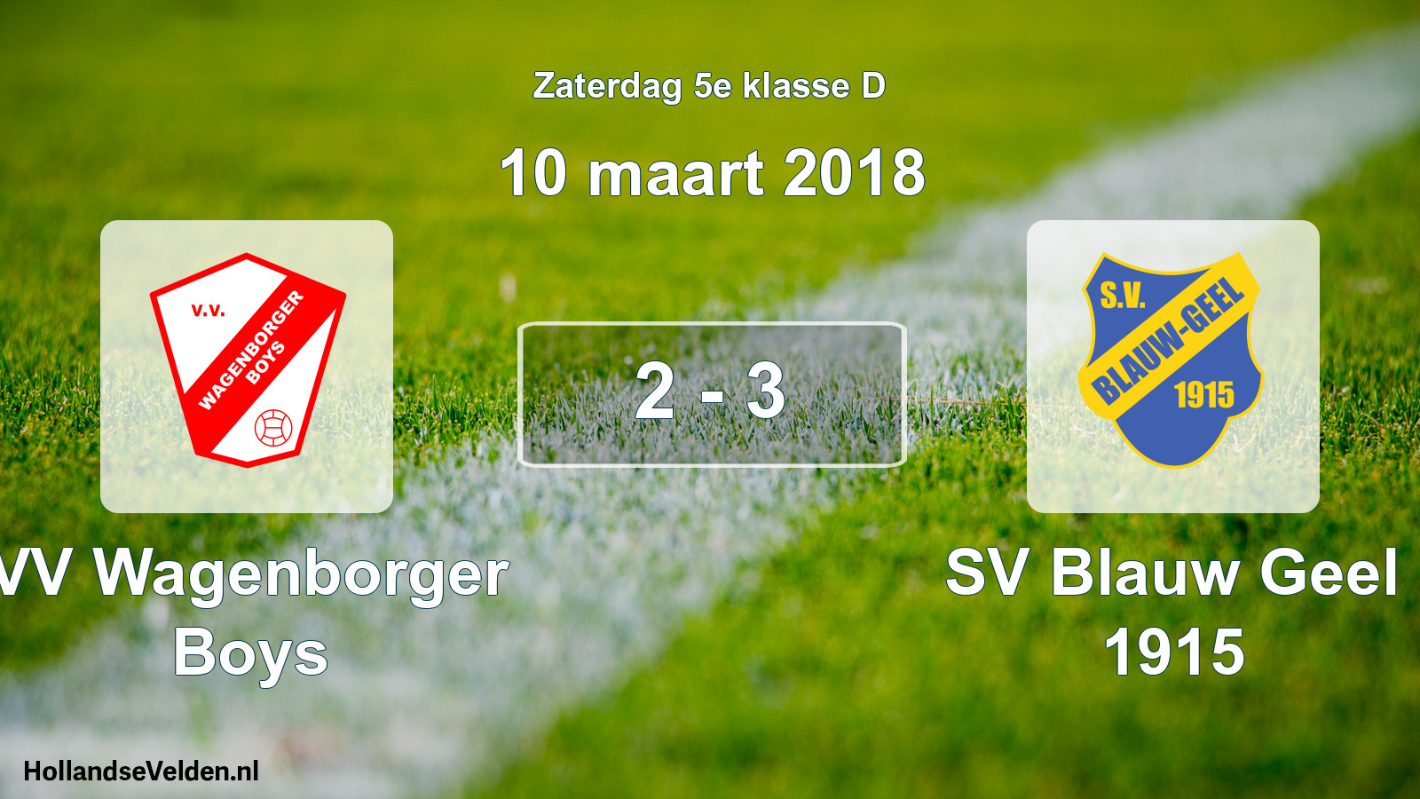 Total number of matches played: VV Wagenborger Boys - SV Blauw Geel 1915 2 - 3 (10 March 2018)