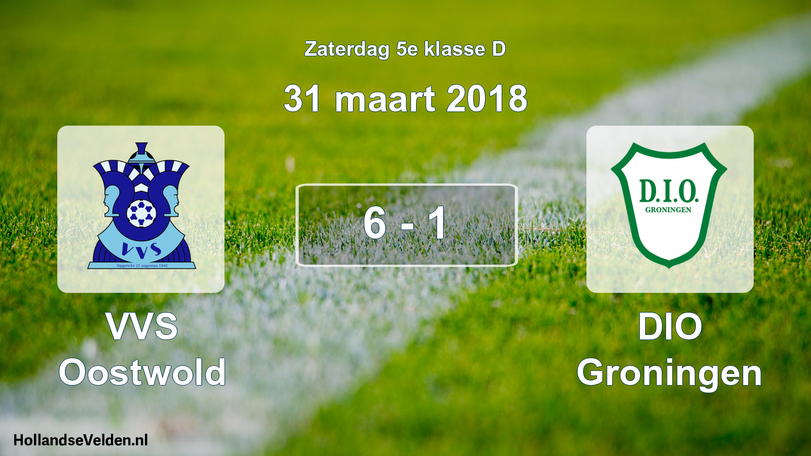 Total number of matches played: VVS Oostwold - DIO Groningen 6 - 1 (31 March 2018)