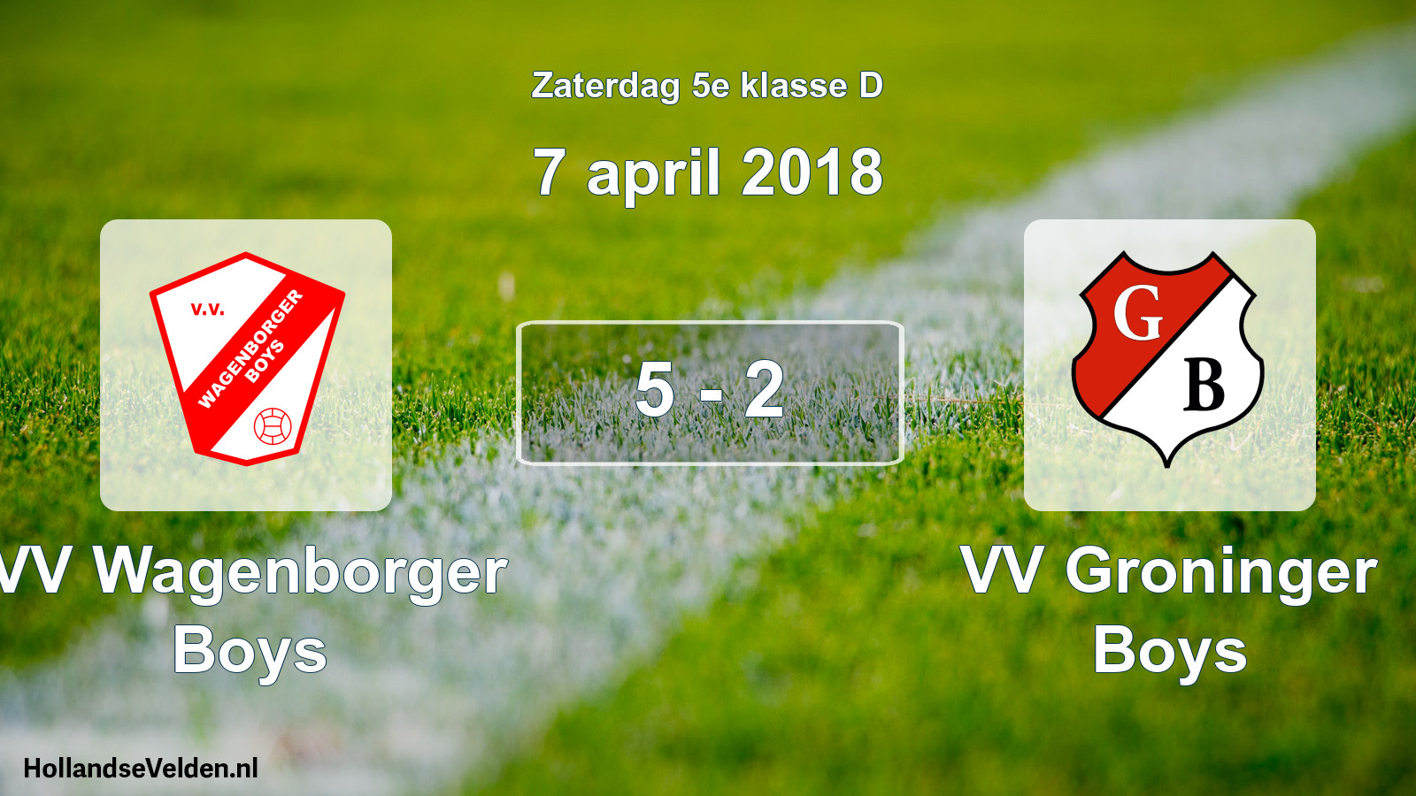 Total number of matches played: VV Wagenborger Boys - VV Groninger Boys 5 - 2 (7 April 2018)