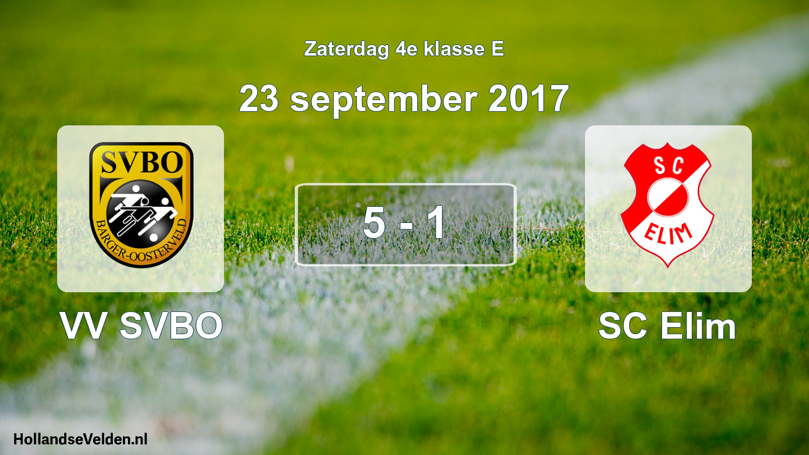 Total number of matches played: VV SVBO - SC Elim 5 - 1 (23 September 2017)