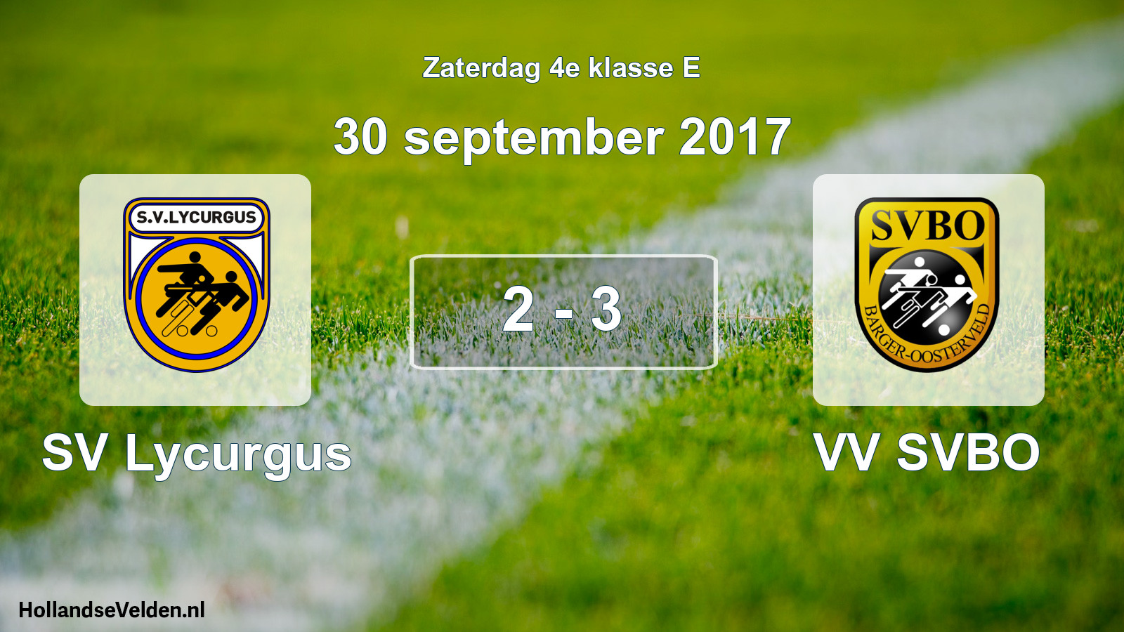 Total number of matches played: SV Lycurgus - VV SVBO 2 - 3 (30 September 2017)