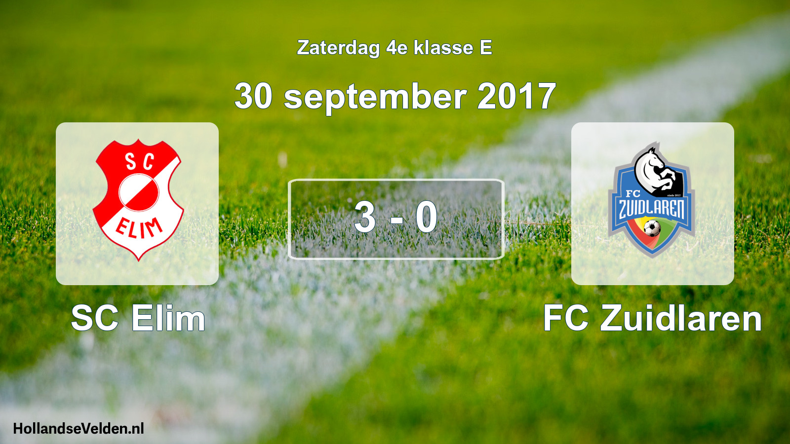 Total number of matches played: SC Elim - FC Zuidlaren 3 - 0 (30 September 2017)
