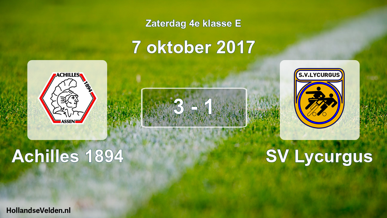 Total number of matches played: Achilles 1894 - SV Lycurgus 3 - 1 (7 October 2017)