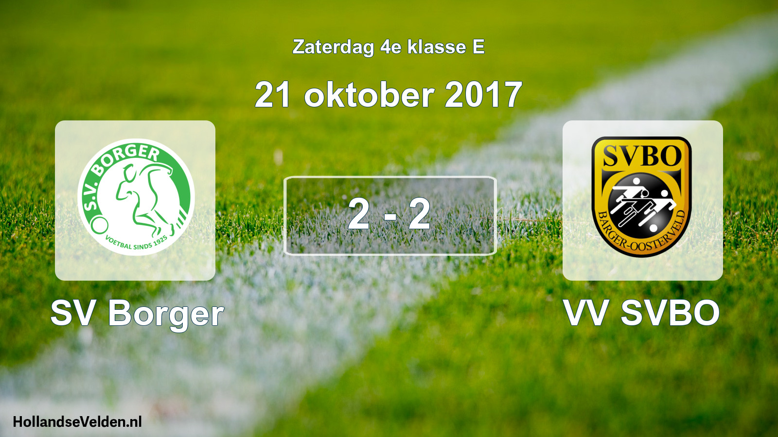 Total number of matches played: SV Borger - VV SVBO 2 - 2 (21 October 2017)