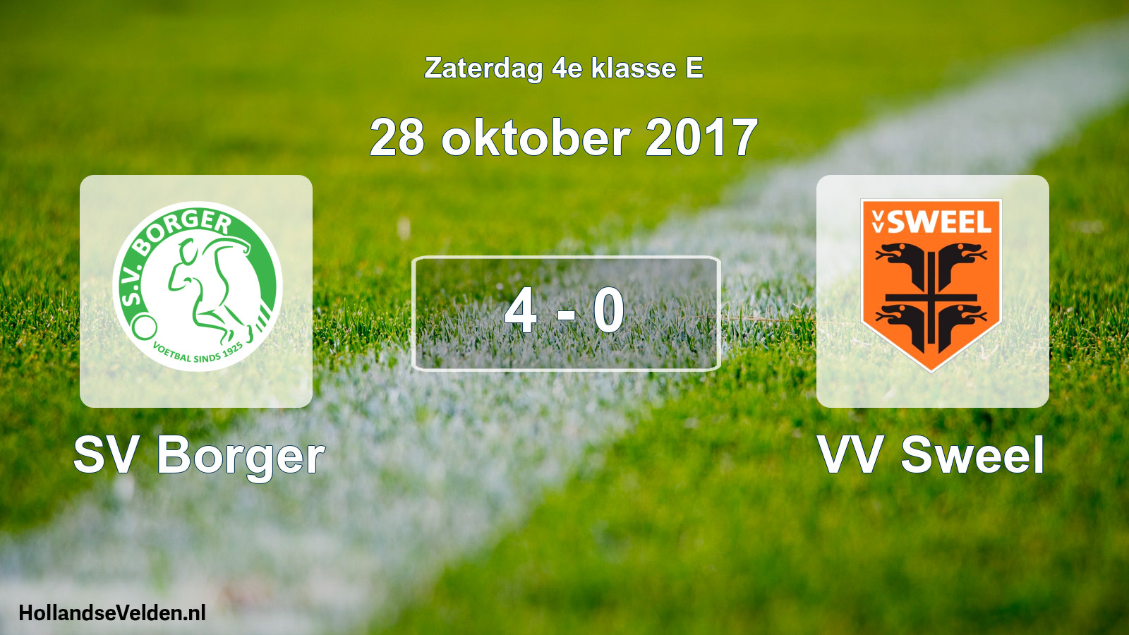 Total number of matches played: SV Borger - VV Sweel 4 - 0 (28 October 2017)