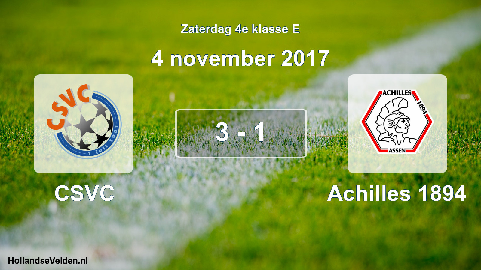 Total number of matches played: CSVC - Achilles 1894 3 - 1 (4 November 2017)