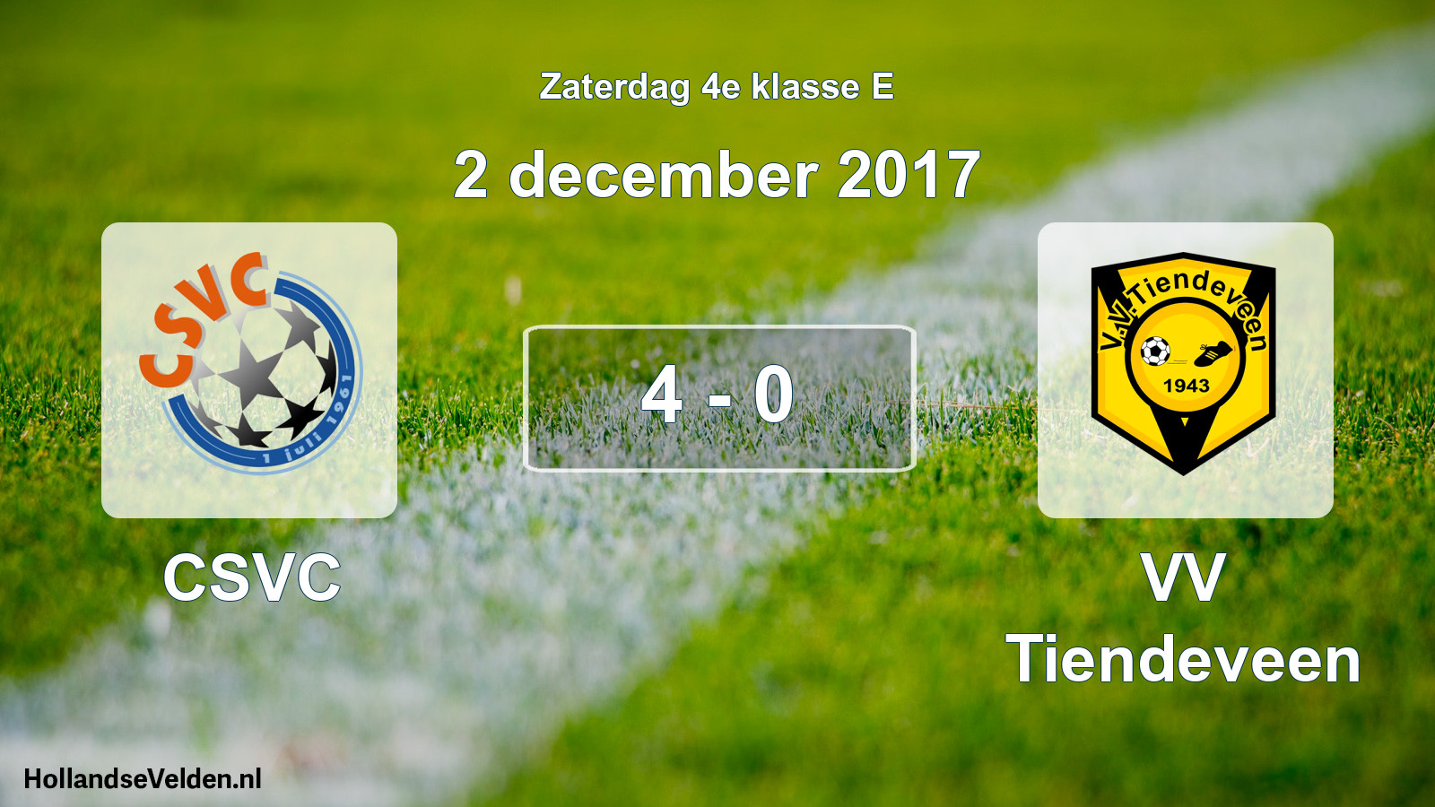 Total number of matches played: CSVC - VV Tiendeveen 4 - 0 (2 December 2017)
