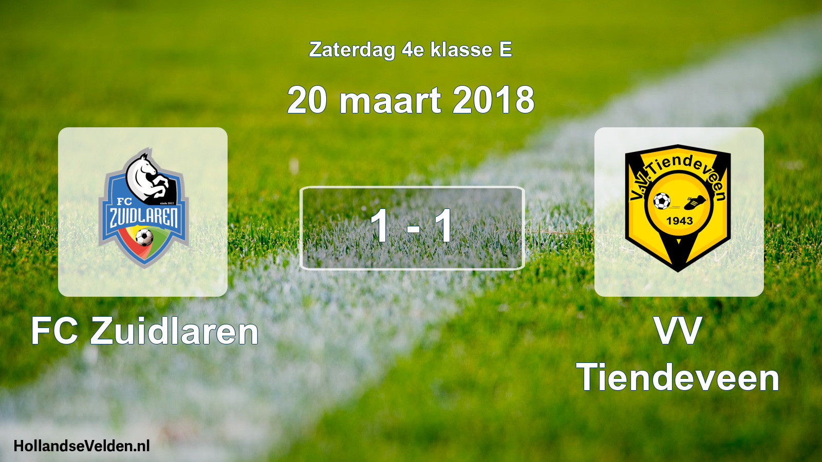 Total number of matches played: FC Zuidlaren - VV Tiendeveen 1 - 1 (20 March 2018)