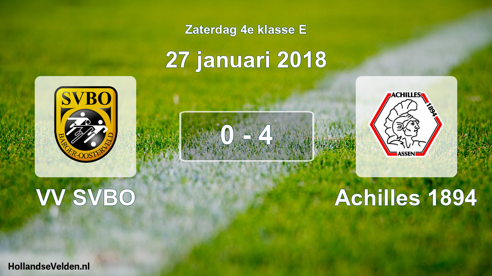 Total number of matches played: VV SVBO - Achilles 1894 0 - 4 (27 January 2018)