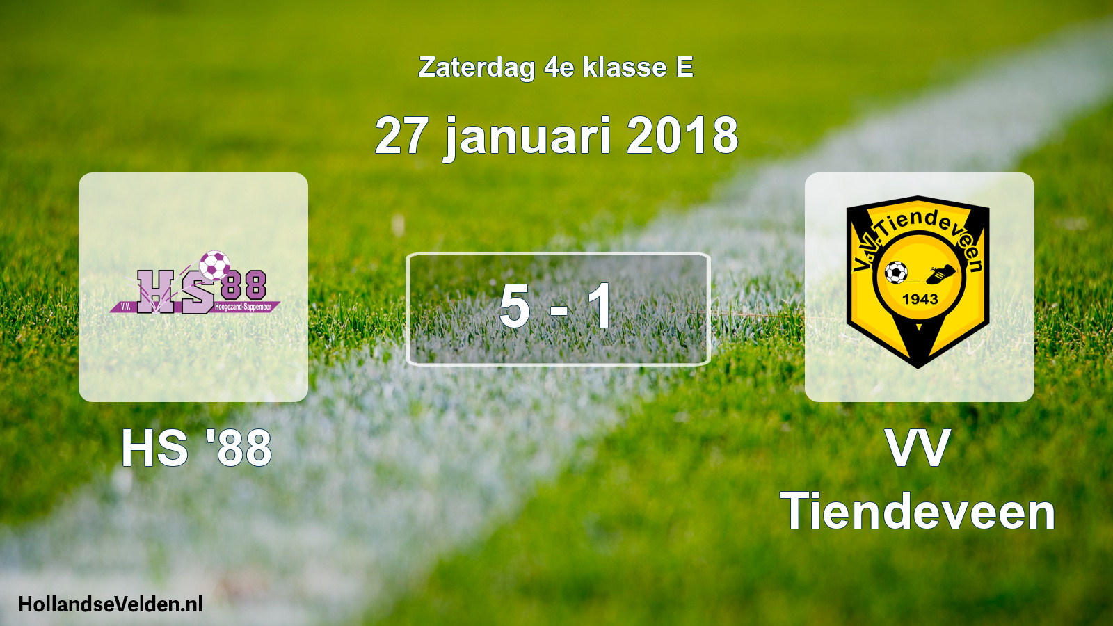 Total number of matches played: HS '88 - VV Tiendeveen 5 - 1 (27 January 2018)