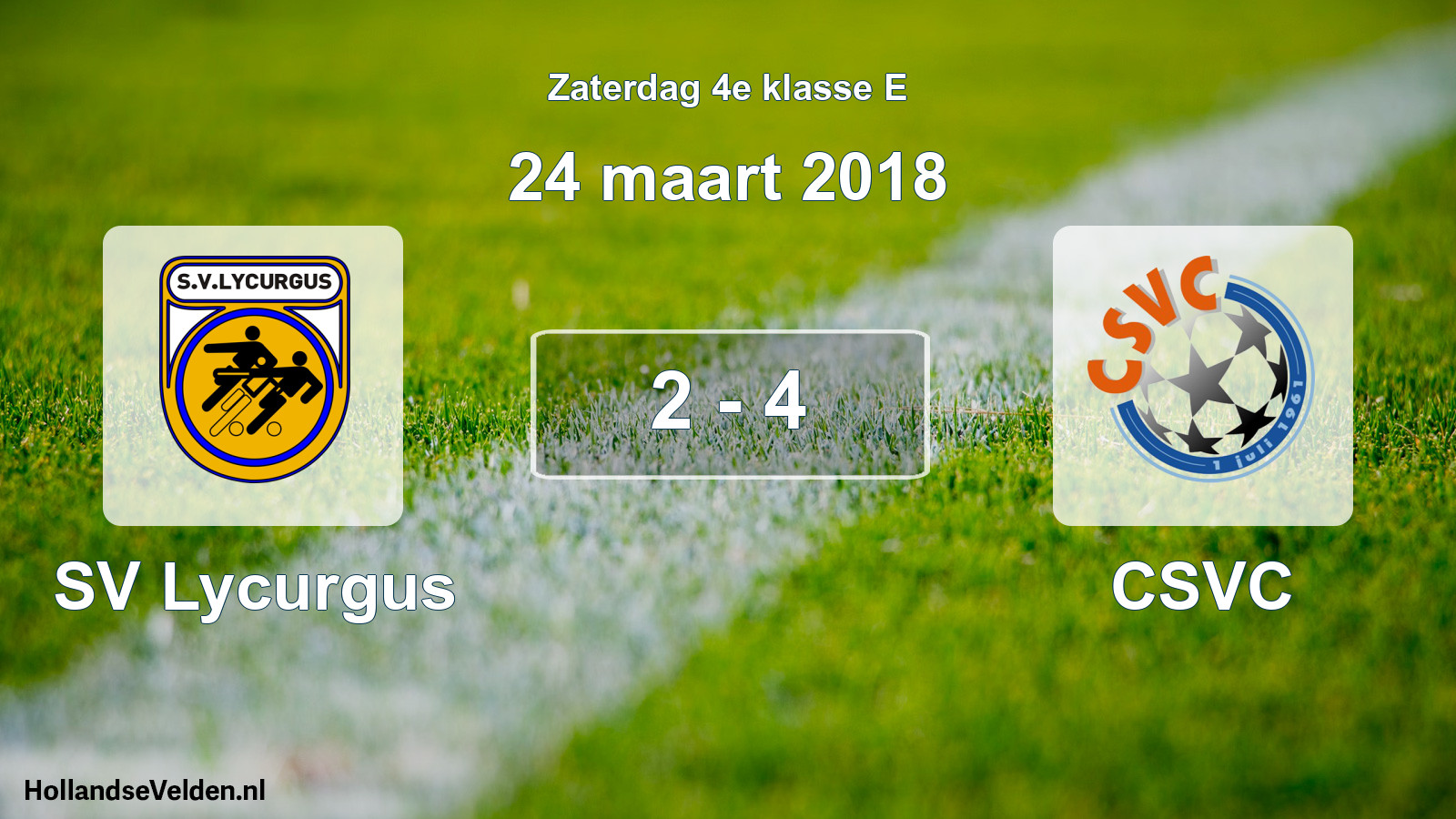 Total number of matches played: SV Lycurgus - CSVC 2 - 4 (24 March 2018)