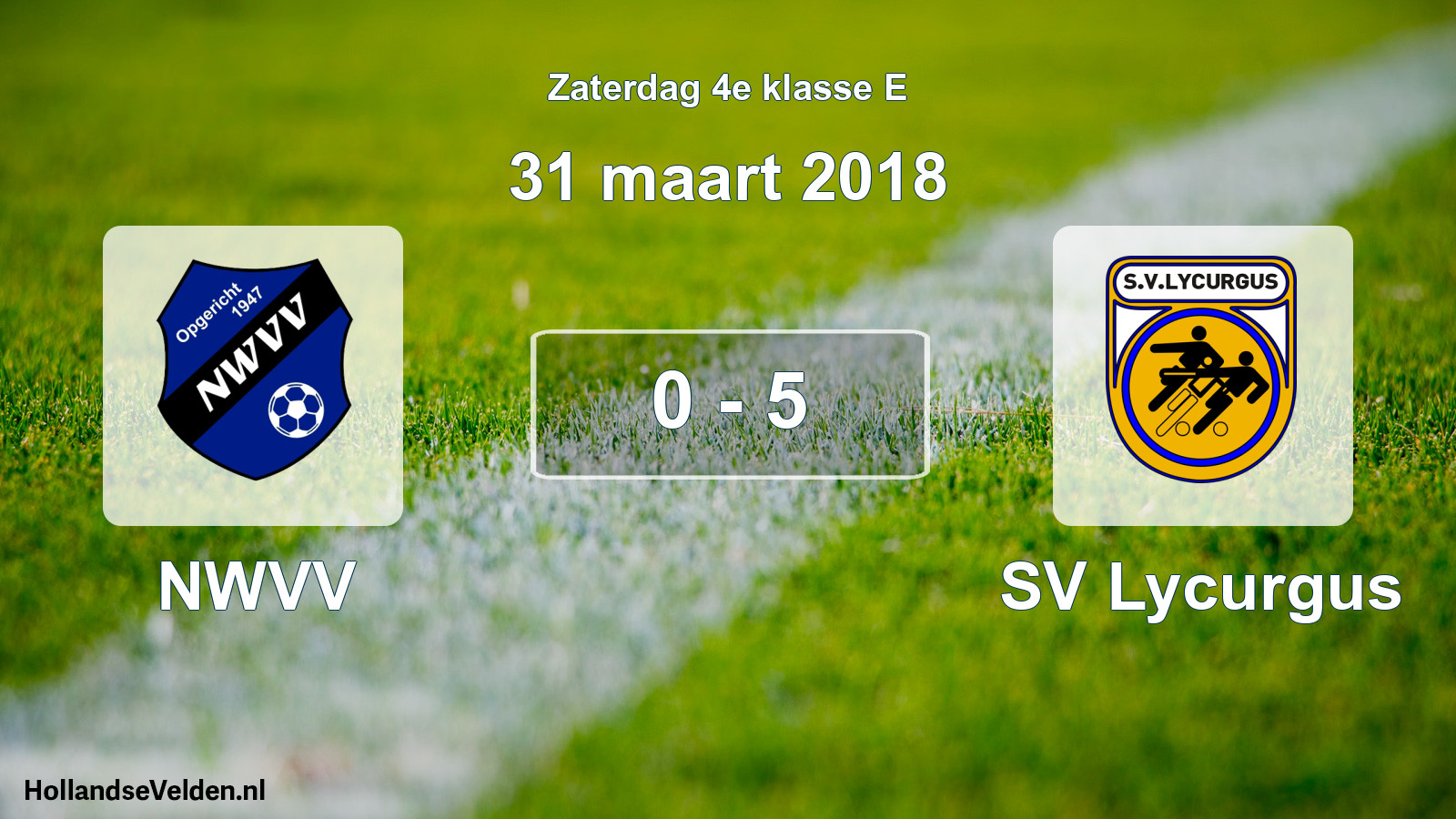 Total number of matches played: NWVV - SV Lycurgus 0 - 5 (31 March 2018)