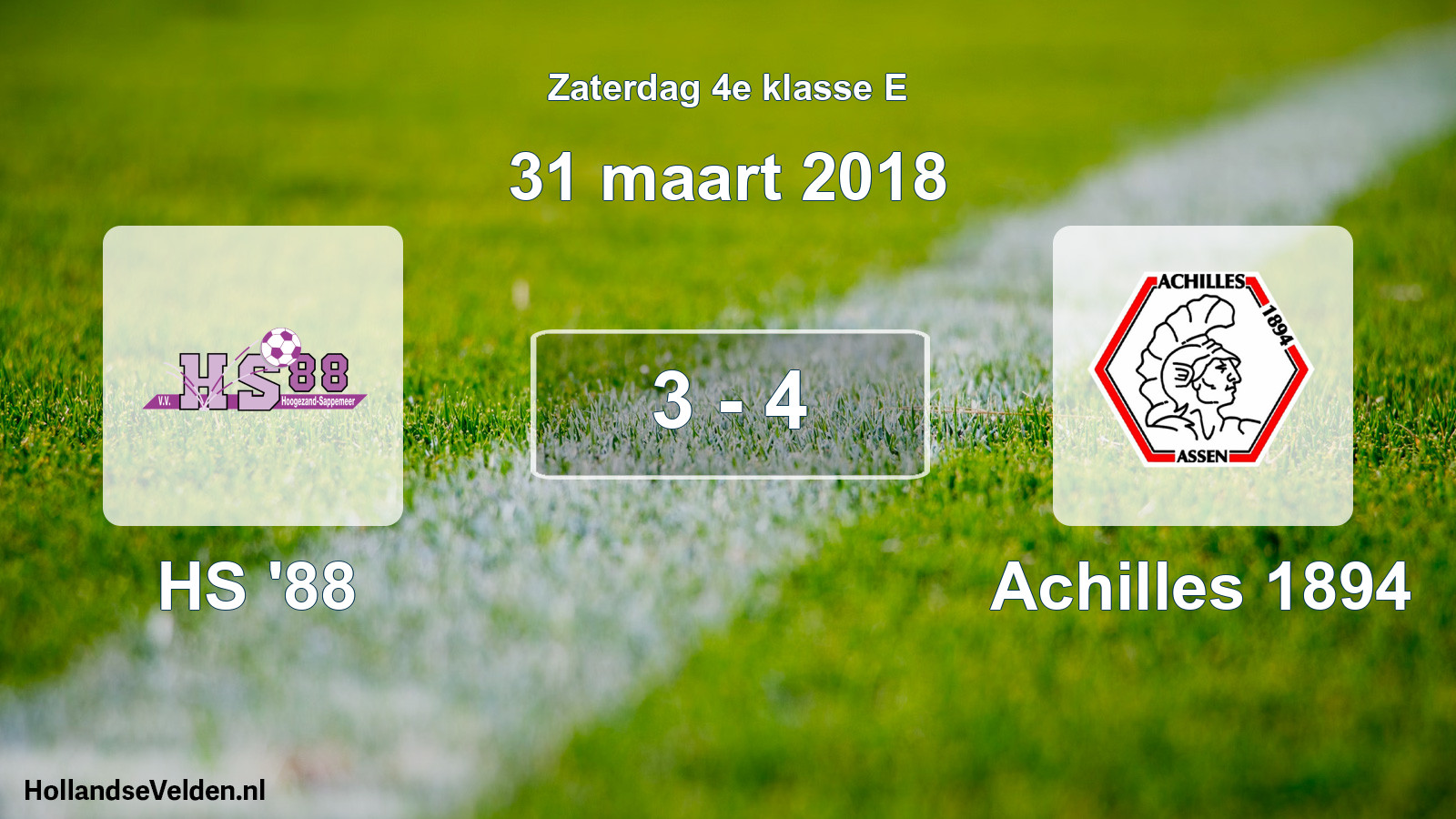 Total number of matches played: HS '88 - Achilles 1894 3 - 4 (31 March 2018)