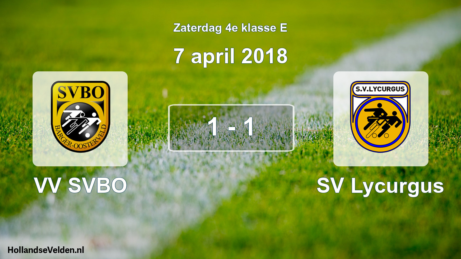 Total number of matches played: VV SVBO - SV Lycurgus 1 - 1 (7 April 2018)