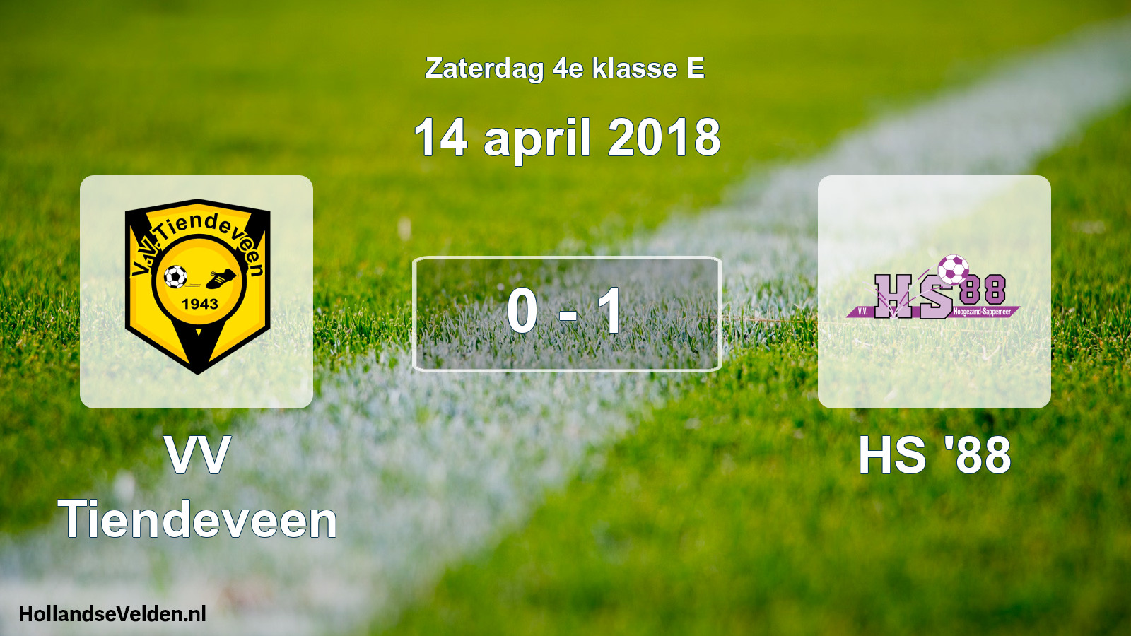 Total number of matches played: VV Tiendeveen - HS '88 0 - 1 (14 April 2018)