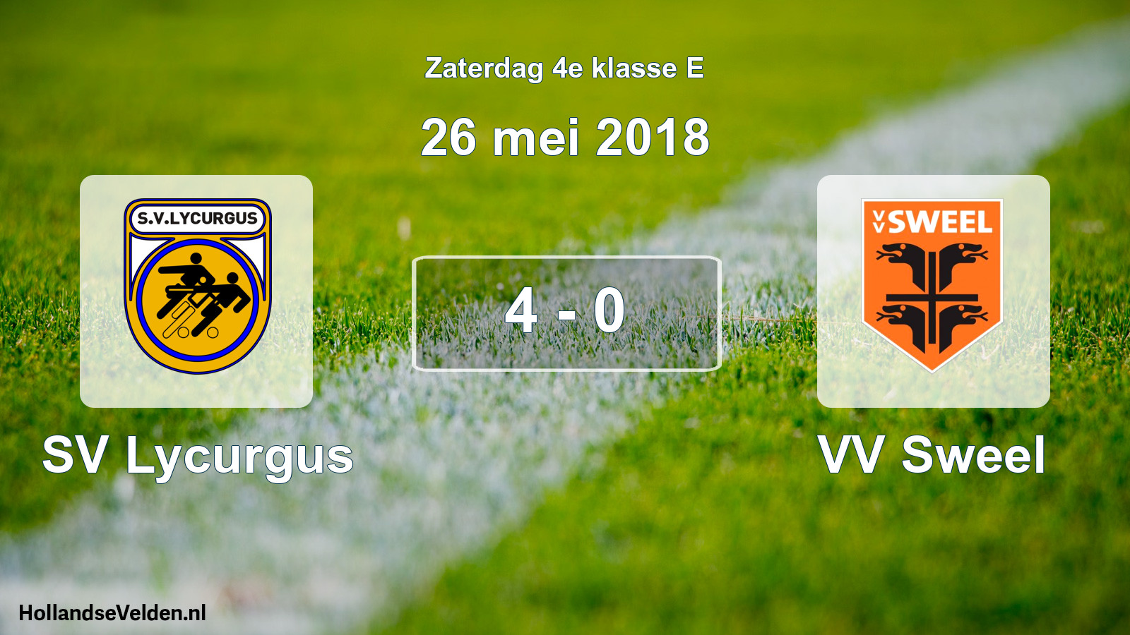 Total number of matches played: SV Lycurgus - VV Sweel 4 - 0 (26 May 2018)