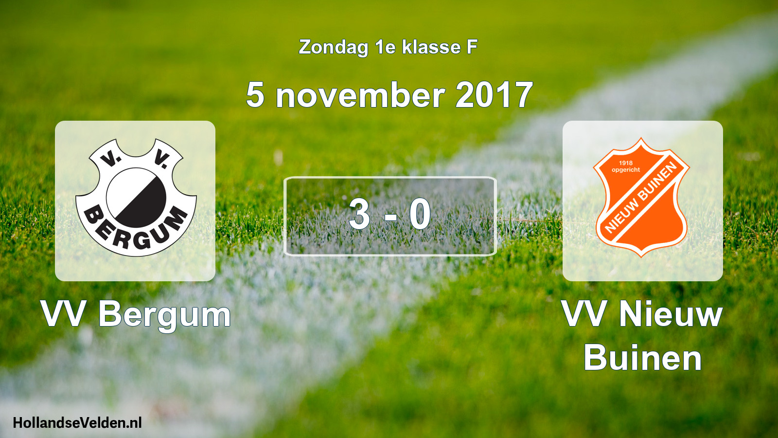 Total number of matches played: VV Bergum - VV Nieuw Buinen 3 - 0 (5 November 2017)