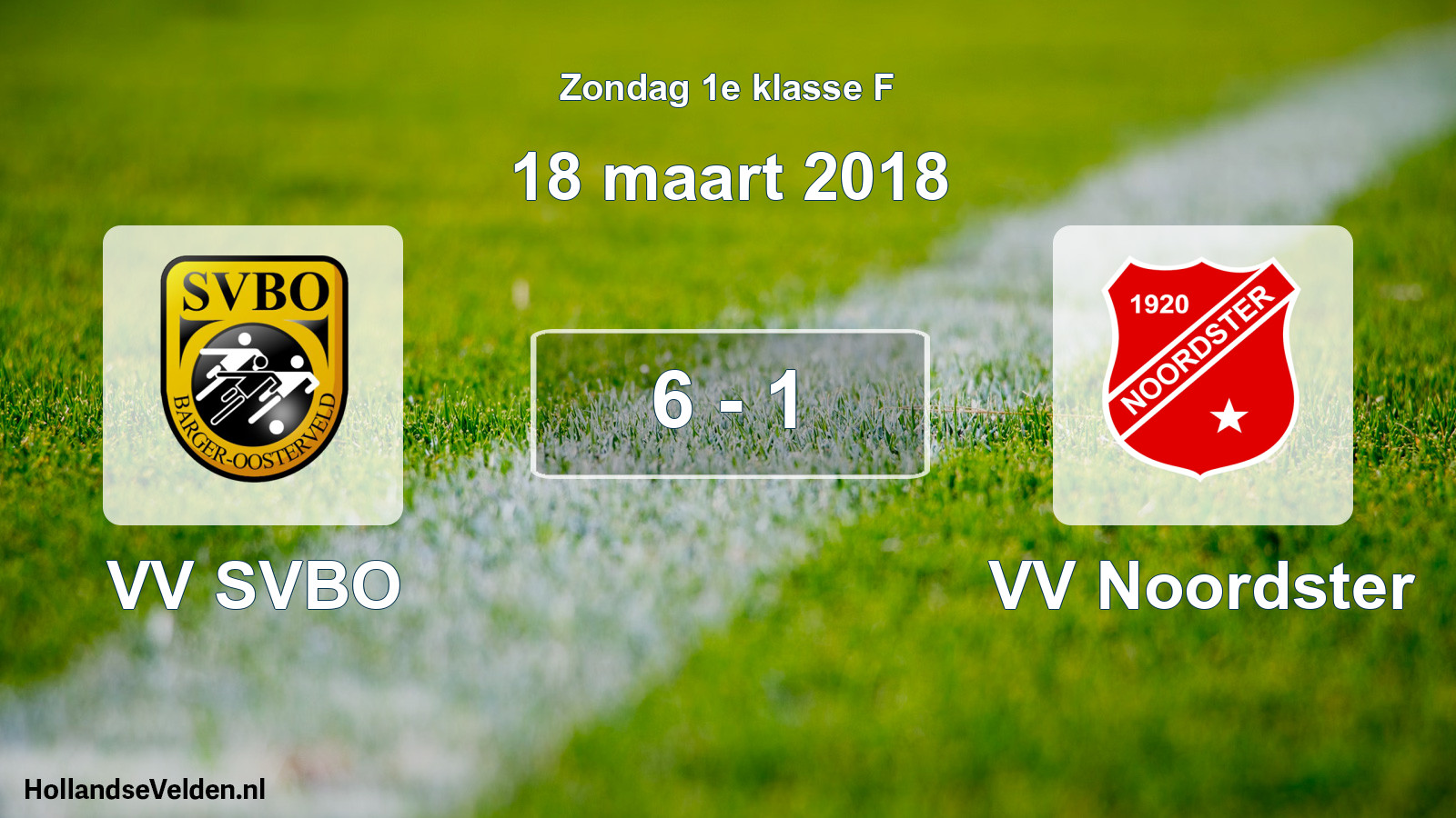 Total number of matches played: VV SVBO - VV Noordster 6 - 1 (18 March 2018)