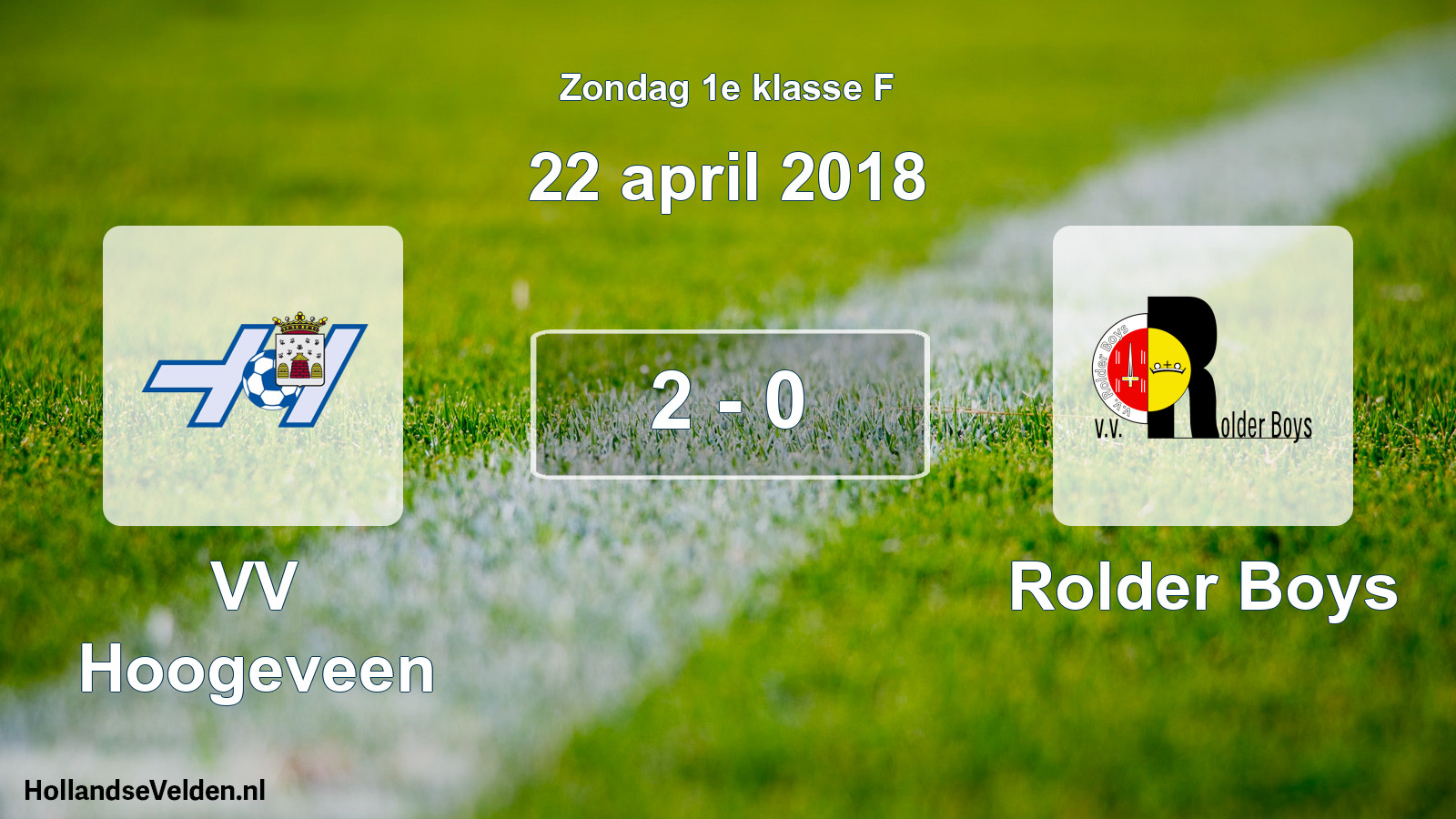 Total number of matches played: VV Hoogeveen - Rolder Boys 2 - 0 (22 April 2018)