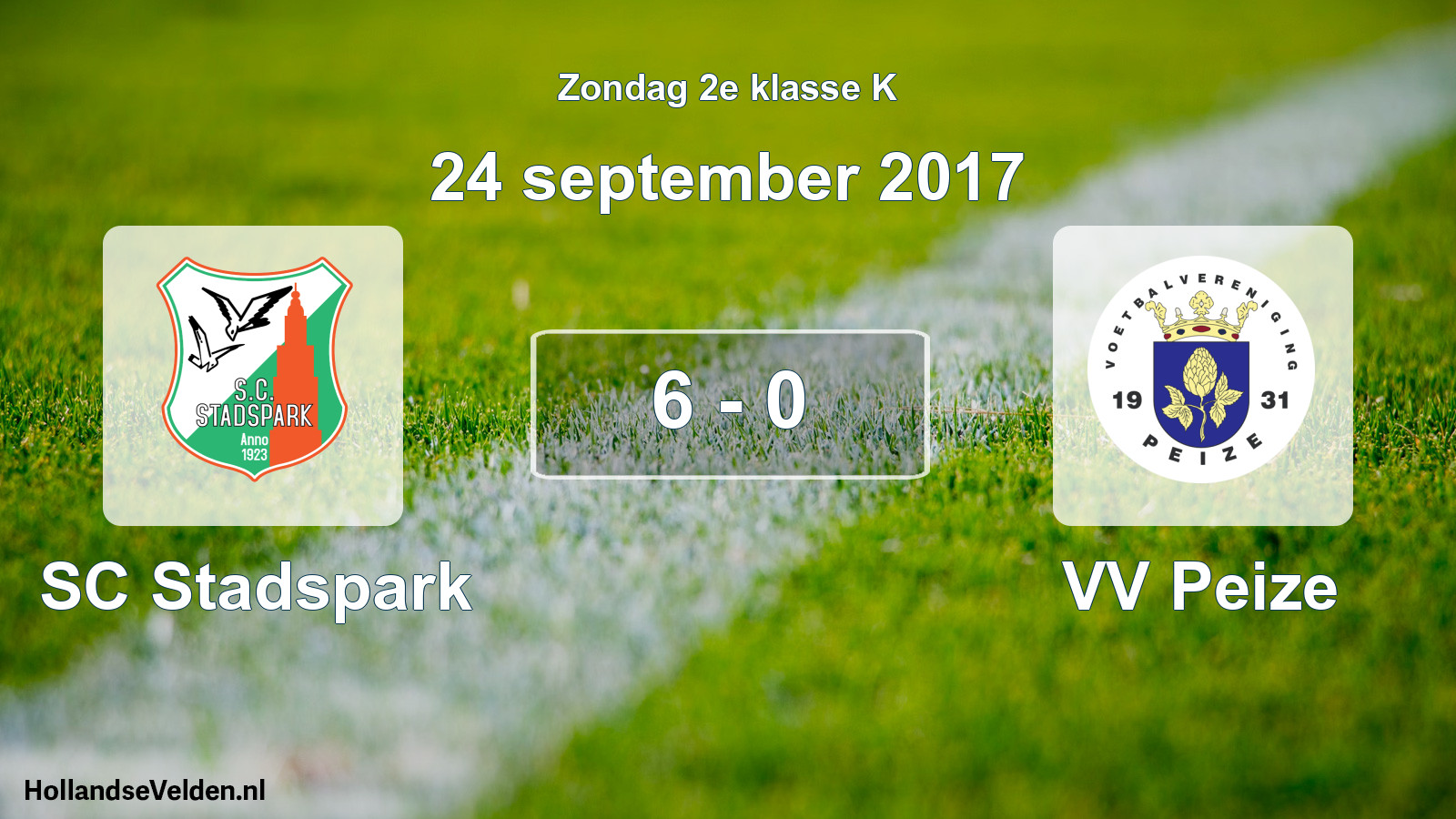 Total number of matches played: SC Stadspark - VV Peize 6 - 0 (24 September 2017)