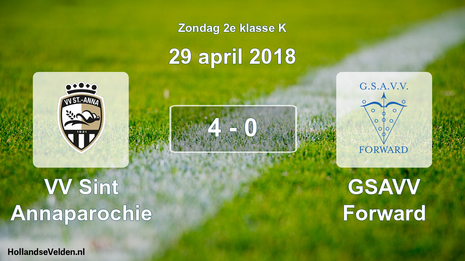 Total number of matches played: VV Sint Annaparochie - GSAVV Forward 4 - 0 (29 April 2018)