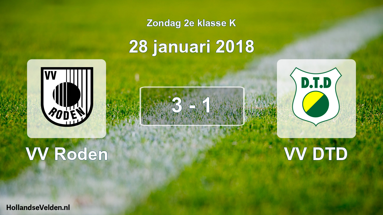 Total number of matches played: VV Roden - VV DTD 3 - 1 (28 January 2018)