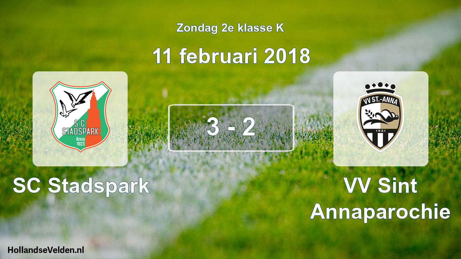 Total number of matches played: SC Stadspark - VV Sint Annaparochie 3 - 2 (11 February 2018)