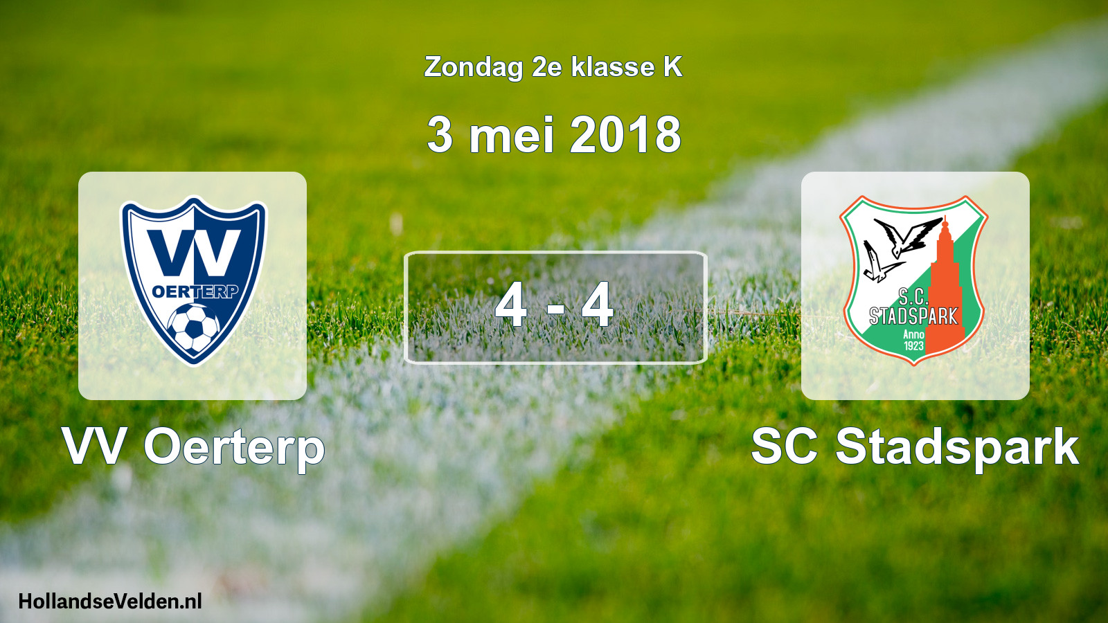 Total number of matches played: VV Oerterp - SC Stadspark 4 - 4 (3 May 2018)