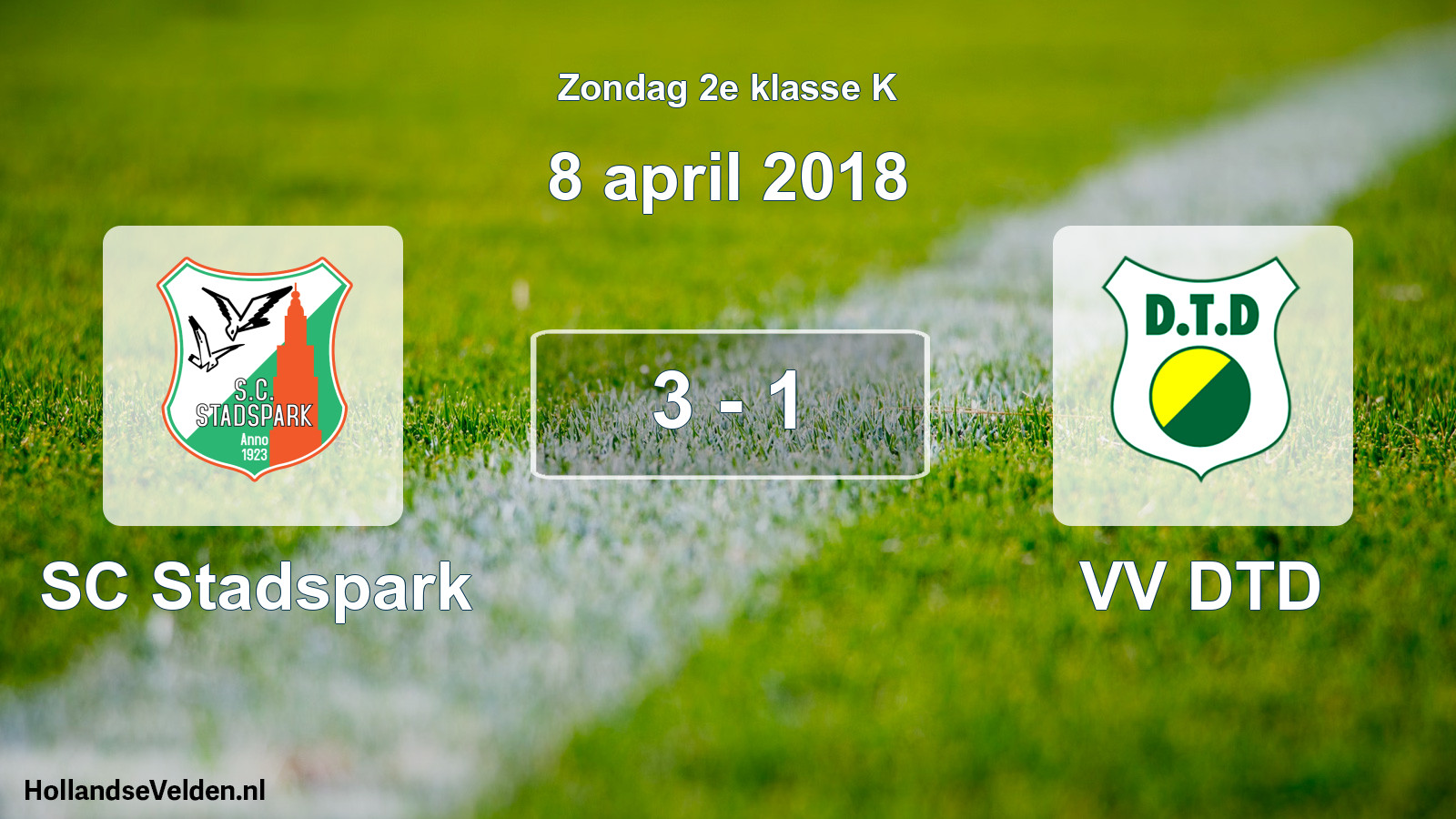 Total number of matches played: SC Stadspark - VV DTD 3 - 1 (8 April 2018)