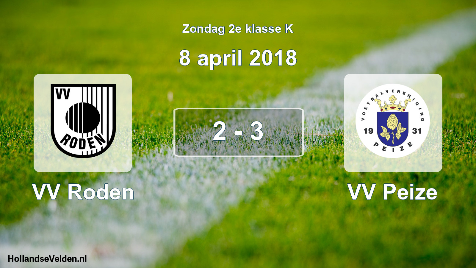 Total number of matches played: VV Roden - VV Peize 2 - 3 (8 April 2018)