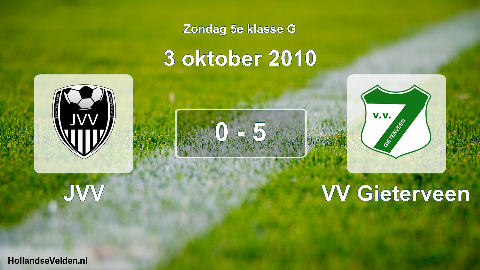 Total number of matches played: JVV - VV Gieterveen 0 - 5 (3 October 2010)