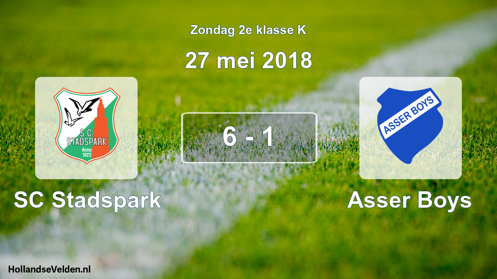 Total number of matches played: SC Stadspark - Asser Boys 6 - 1 (27 May 2018)